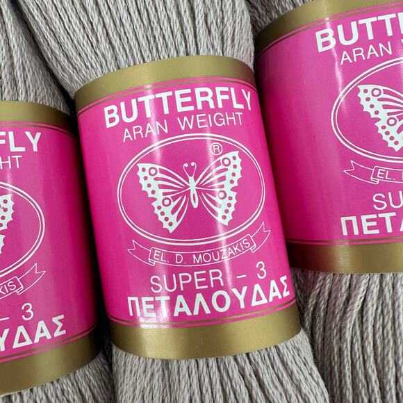 4 Butterfly Threads  EL. D. Mouzakis Yarn Aran 100% Mercerized Cotton Stone Gray - Picture 1 of 5